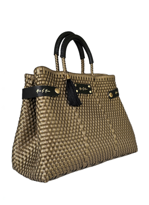 Less Pollution Convertible Handbag- 24K Gold Black