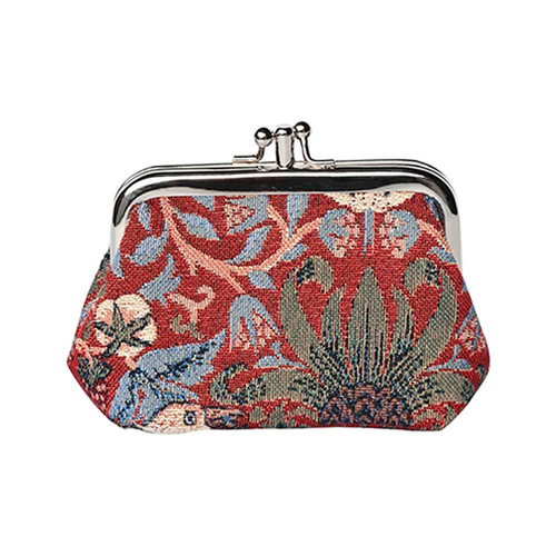William Morris Strawberry Thief Red Coin Clasp Frame Purse Wallet