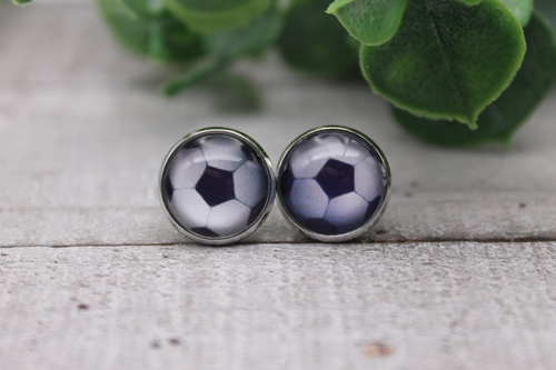 Soccer  Glass Stud Earrings