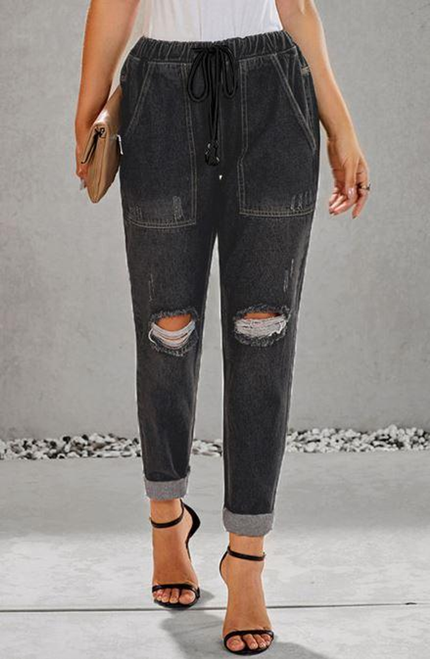 Cindy Drawstring Boyfriend Jeans
