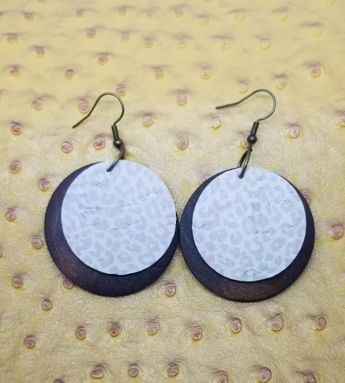 Leopard Print Wood Dangle Earrings