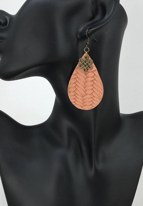 Peach Italian Leather Earrings 
