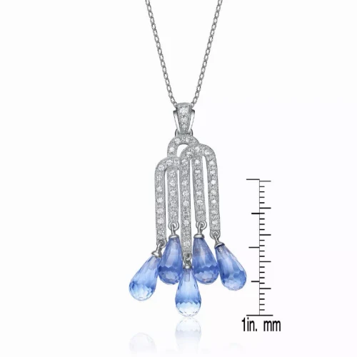 Collette Z Sterling Silver Cubic Zirconia Pink Drop Pendant