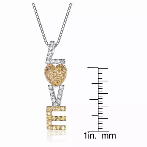 Collette Z Gold Plated over Sterling Silver Cubic Zirconia 'Love You' Necklace