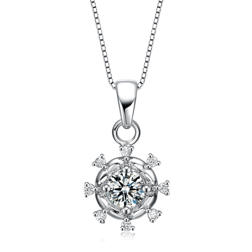 Collette Z Sterling Silver Cubic Zirconia Round Spiked Necklace