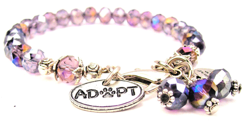 Adopt With Center Paw Splash Of Color Crystal Bracelet