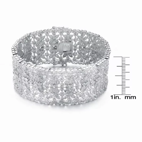 Collette Z Sterling Silver Cubic Zirocnia Vine Cuff Bracelet