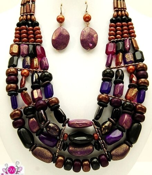 Brown Golden Glitter Multistrand Set