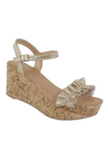 CARRIN-40 Women's Wedge With Wrinkle Metallic Upper