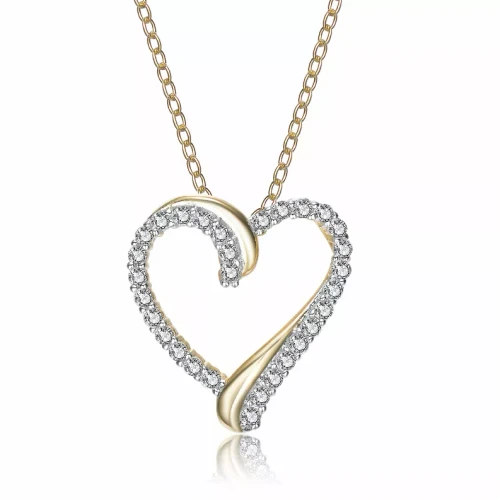 Collette Gold-plated Sterling Silver Cubic Zirconia Double Heart Necklace