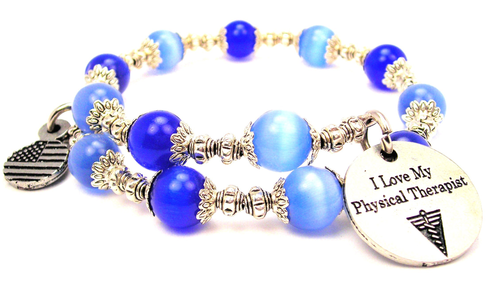 I Love My Physical Therapist Cat's Eye Beaded Wrap Bracelet