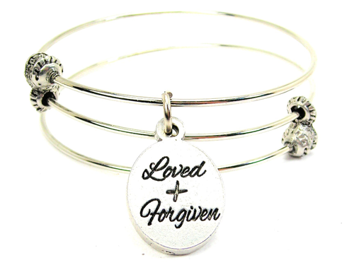 Loved And Forgiven Triple Style Bangle Bracelet