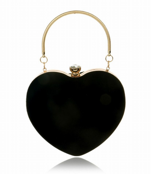 Velvet heart shaped evening clutch bags