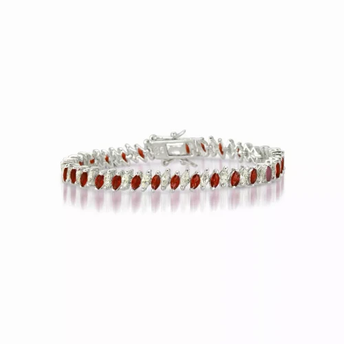 Collette Z Sterling Silver Red Cubic Zirconia Tennis Bracelet