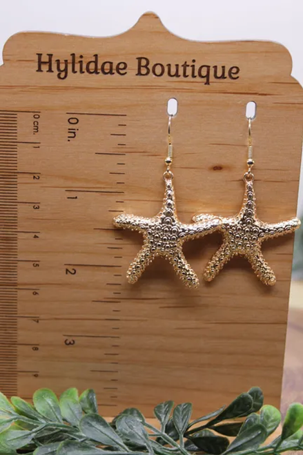Starfish - Gold || Dangle Earrings || Hypoallergenic