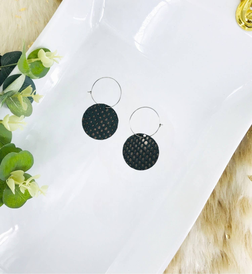 Genuine Snake Leather Hoop Earrings 