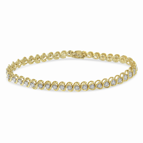 Yellow Plated Sterling Silver 1carat Total Diamond Weight Round-cut Diamond Tennis Bracelet