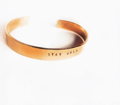 Stay Gold Stamped Cuff Bracelet