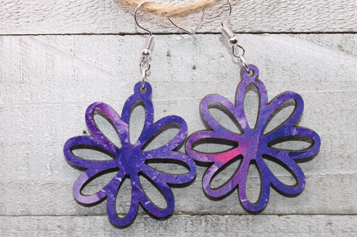 Galaxy Flower Dangle Earrings - Double Sided