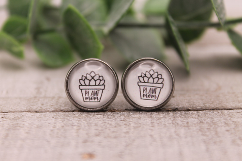 Plant Mom  Glass Stud Earrings