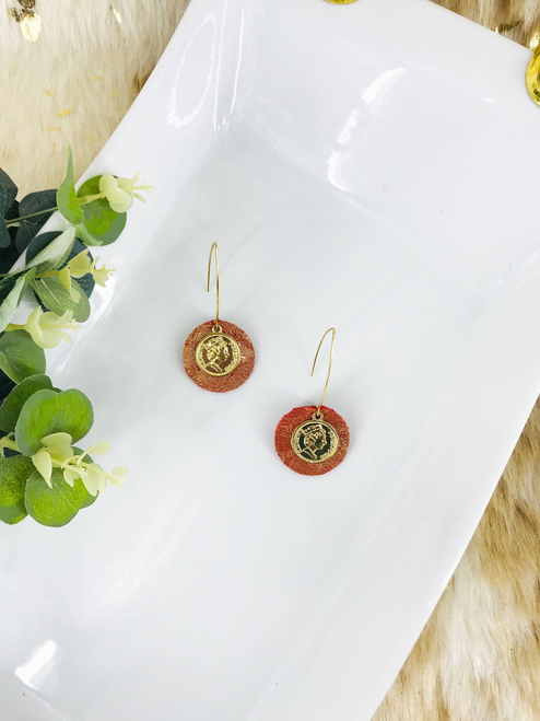 Burnt  Snake Skin Leather Earrings 