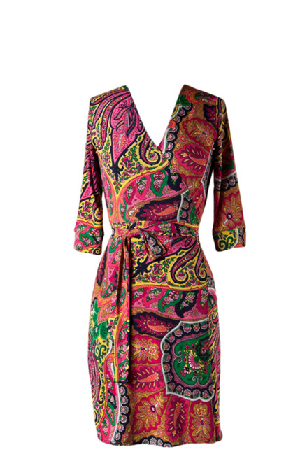 Paisley Print Wrap Dress