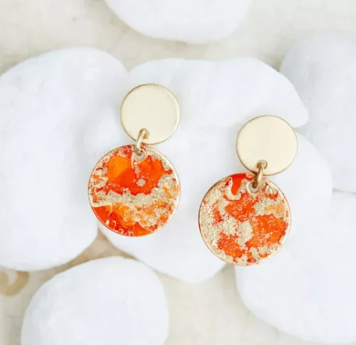 14K Gold Plated Dangle Dot Earrings