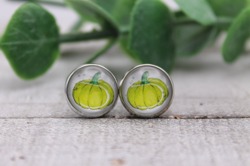 Tennis Pumpkin | Glass Stud Earrings | Hypoallergenic