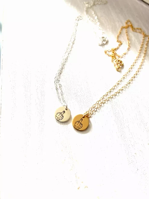 Middle Finger Salut Charm Necklace