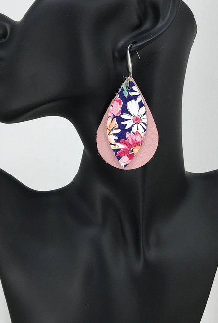 Layered Leather Earrings 