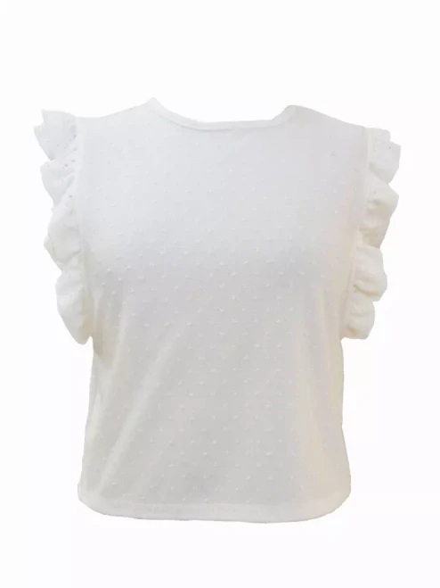 White Eyelet Ruffle Top