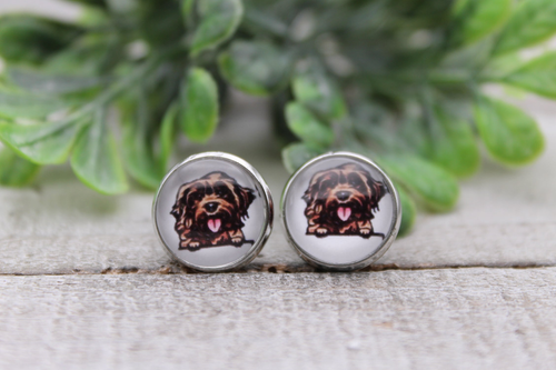 Cockapoo || Dog Breed || 12mm Glass Stud Earrings