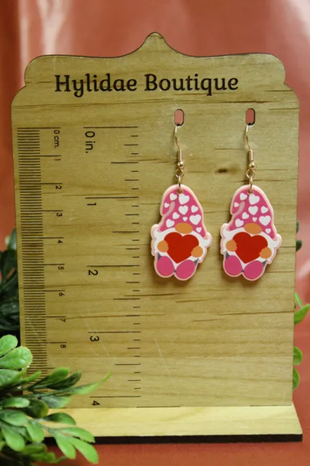 Valentine's Gnome with Heart || Drop Earrings
