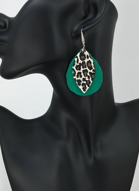 Suede and Cheetah Leather Earrings 