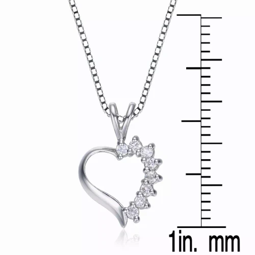 Collete Z Cubic Zirconia Sterling Silver Rhodium Plated Heart Shape Pendant