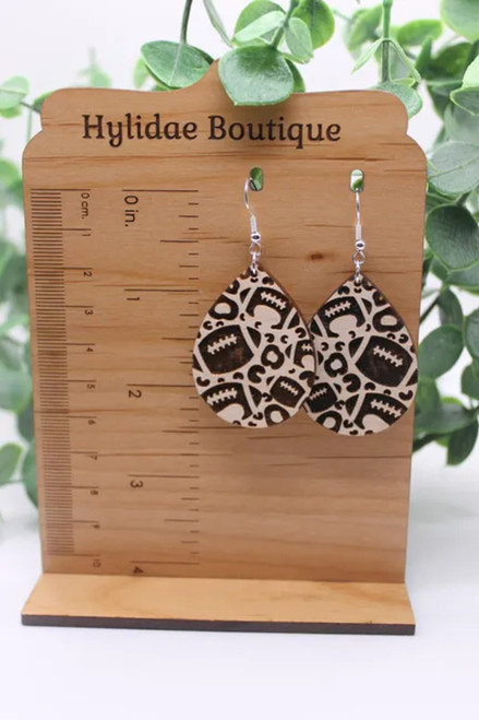Football || Wood Dangle Earrings