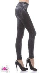 Black High Waist Denim Print Leggings