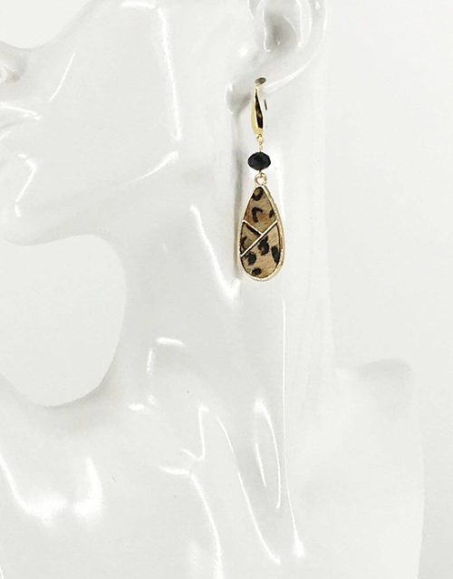 Hair On Leopard Leather Pendant Earrings 