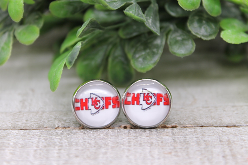 Football - KC Chiefs Small Arrow || 12mm Glass Stud Earrings
