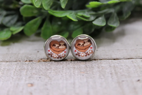 Hugging Sloths XOXO || Stud Earrings