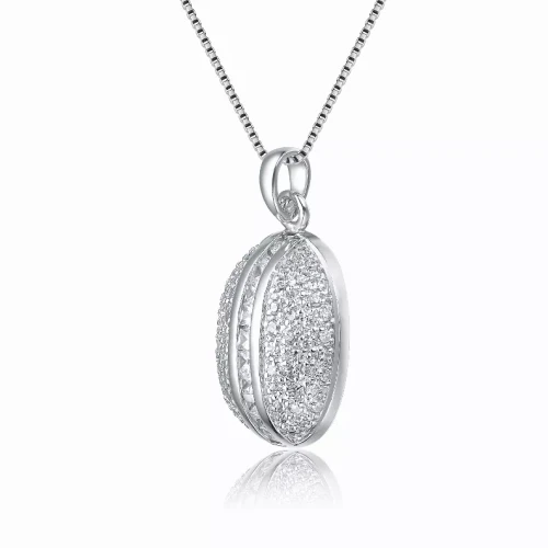 Collette Z Sterling Silver Cubic Zirconia Oval Slit Necklace