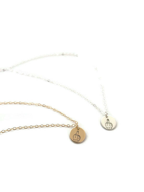 Middle Finger Salut Charm Necklace