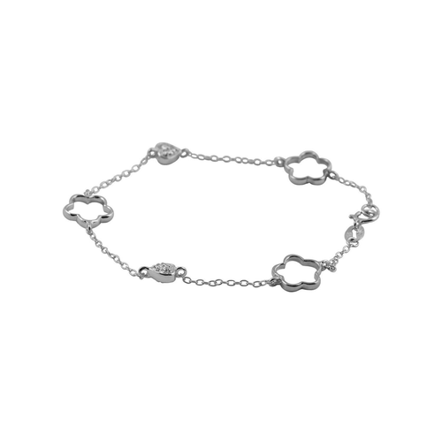 Collette Z Sterling Silver Heart and Open-clover Bracelet