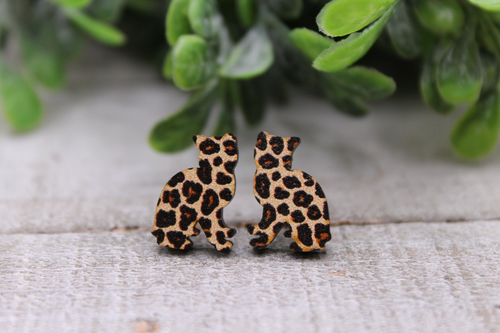 Leopard (Micro) Cats || 14mm Stud Earrings