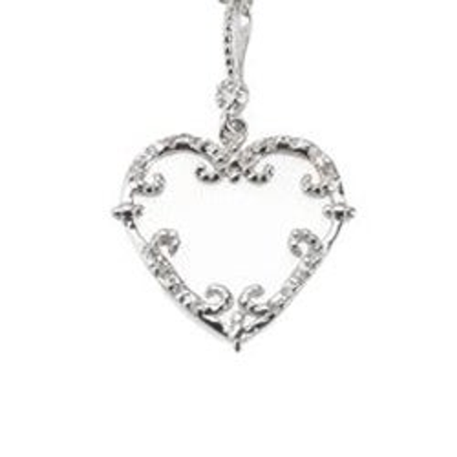 Collette Z 18-Inch Sterling-Silver Cubic Zirconia Heart Necklace