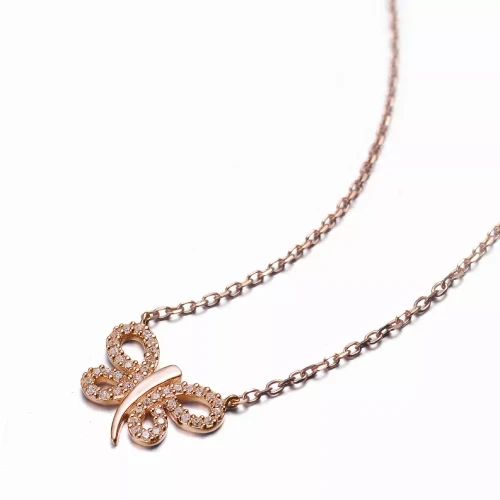 Collette Z Rose goldplated Sterling Silver Cubic Zirconia Butterfly Necklace
