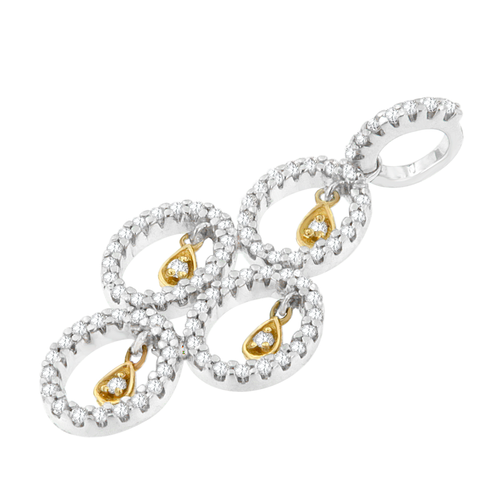 14 Karat Two- Toned Gold 2/5 Carat Total Diamond Weight Round Diamond Pendant Necklace 