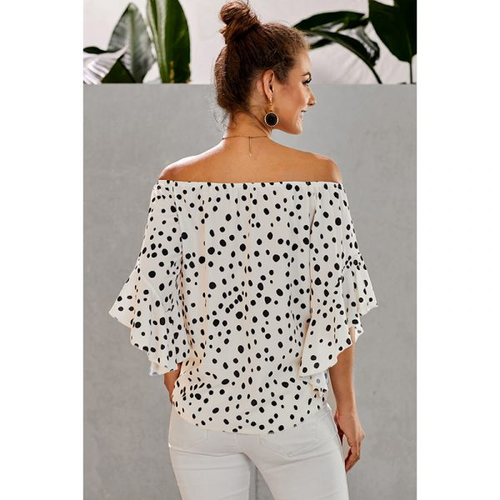 Bohemian Style Polka Dot Off Shoulder Front Tie