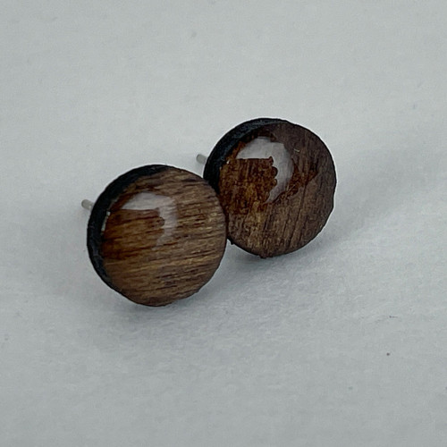 Small - Dark Oak - Handmade Stud Wooden Earrings - Minimalistic Circl