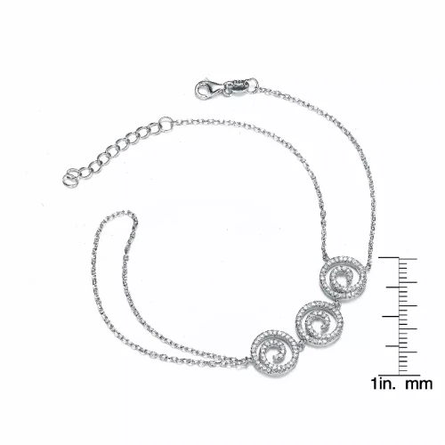 Collette Z Sterling Silver Cubic Zirconia Circle Swirl Design Bracelet